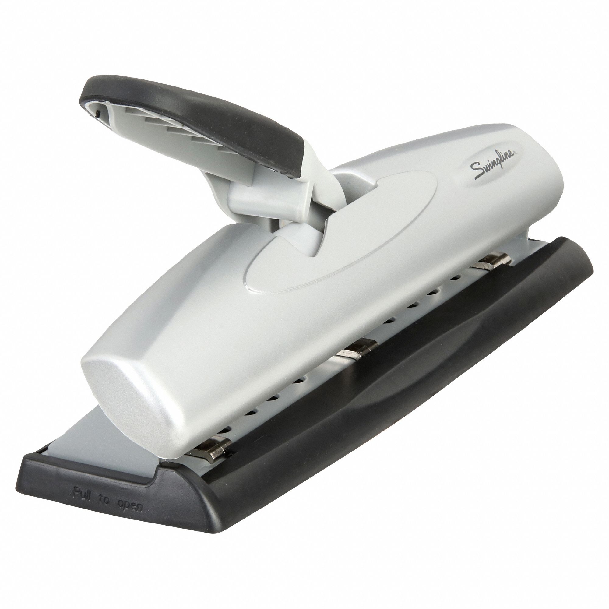 Swingline - Paper Punches; Type: 20 Sheet Three-Hole Punch; Hole Diameter:  0.2813 in; Features: Chip Tray Has a Flip Open Feature for Easy Disposal of  Paper Chips; Handle Locks Into a Closed