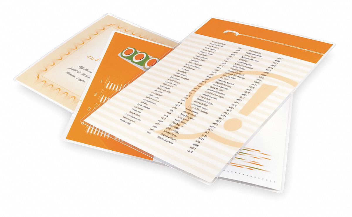Laminating Pouch: Hot Lamination, 11 1/2 in Lg, 9 in Wd, 5 mil Thick, 100 PK
