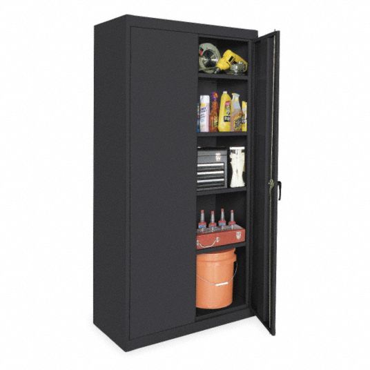 APPROVED VENDOR Storage Cabinet: 36 in x 24 in x 72 in, 4 Shelves, Swing  Handle & Keyed, 24 ga Panel