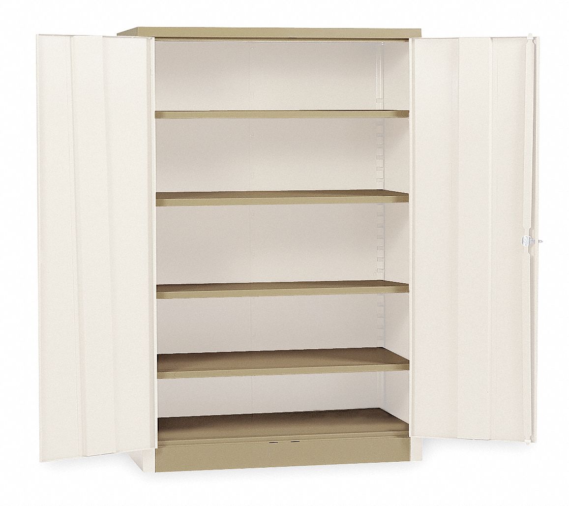 Shelf, Top and Bottom: 48 in x 24 in, 1 in Overall Ht, 4 Shelves, Tan, Powder Coated