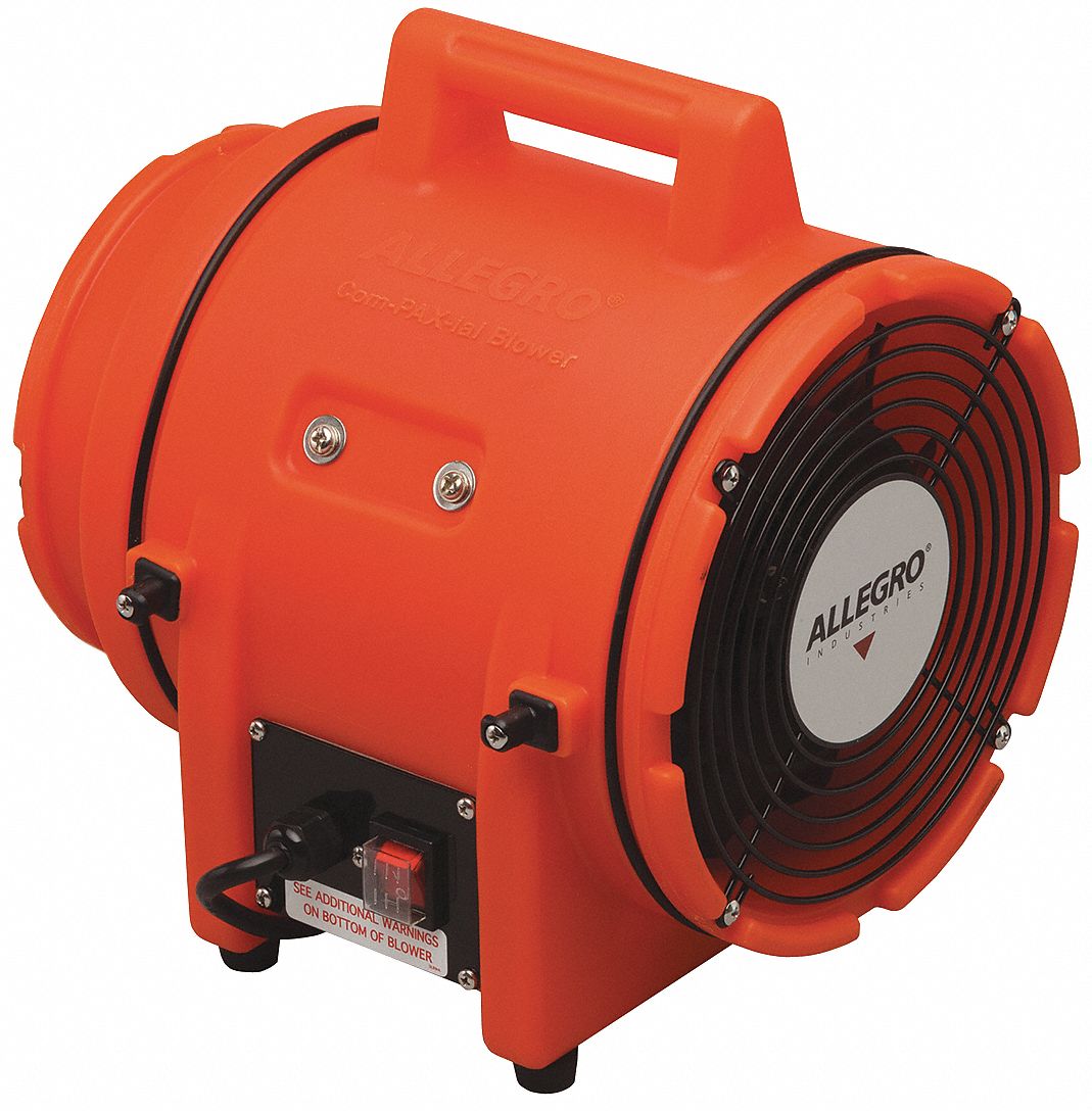 ALLEGRO Axial Confined Space Fan, 1/3 hp HP, 115V AC Voltage, 3,200 RPM