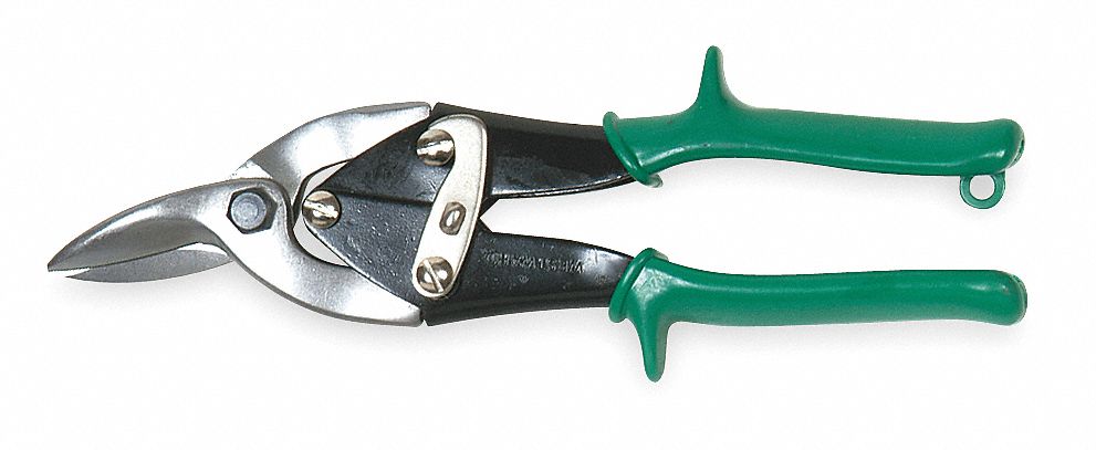 METAL CUTTING SNIP, RIGH, 9 3/4 IN OVERALL L, 1 1/4 IN CUTTING L, STEEL, PLASTIC, STEEL
