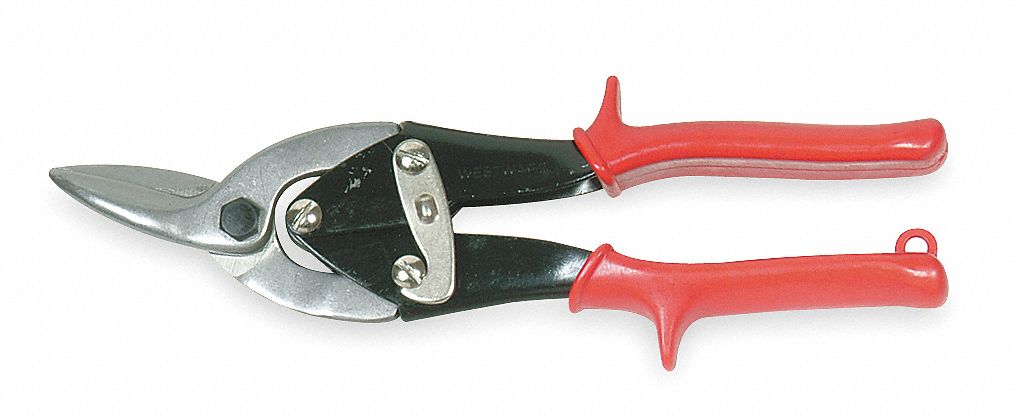 METAL CUTTING SNIP, LEFT, 9¾ IN OVERALL L, 1¼ IN CUTTING L, STEEL, PLASTIC, PLASTIC