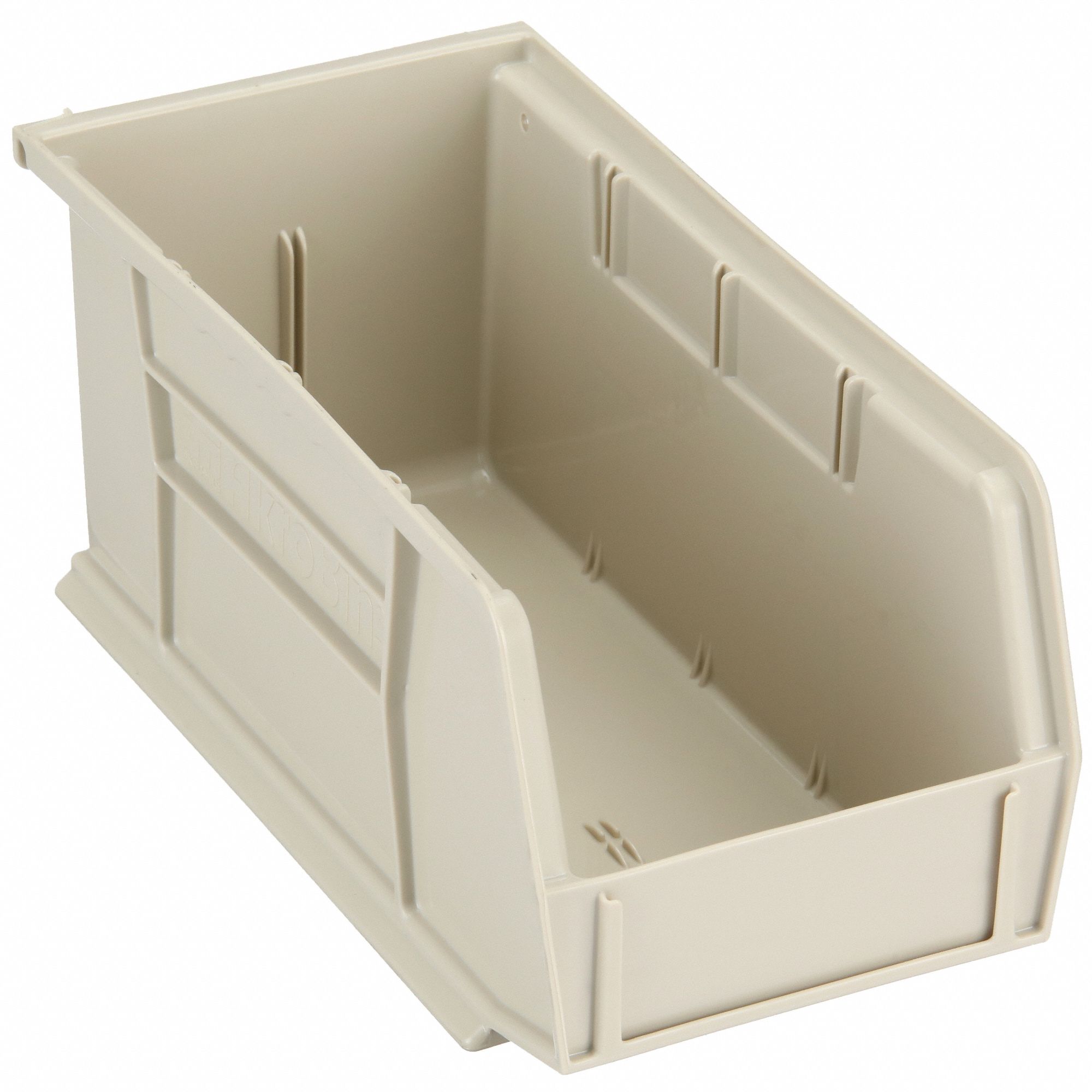 HANG AND STACK BIN, 5½ IN X 10⅞ IN X 5 IN, BEIGE, LABEL HOLDERS, 30 LB LOAD CAPACITY