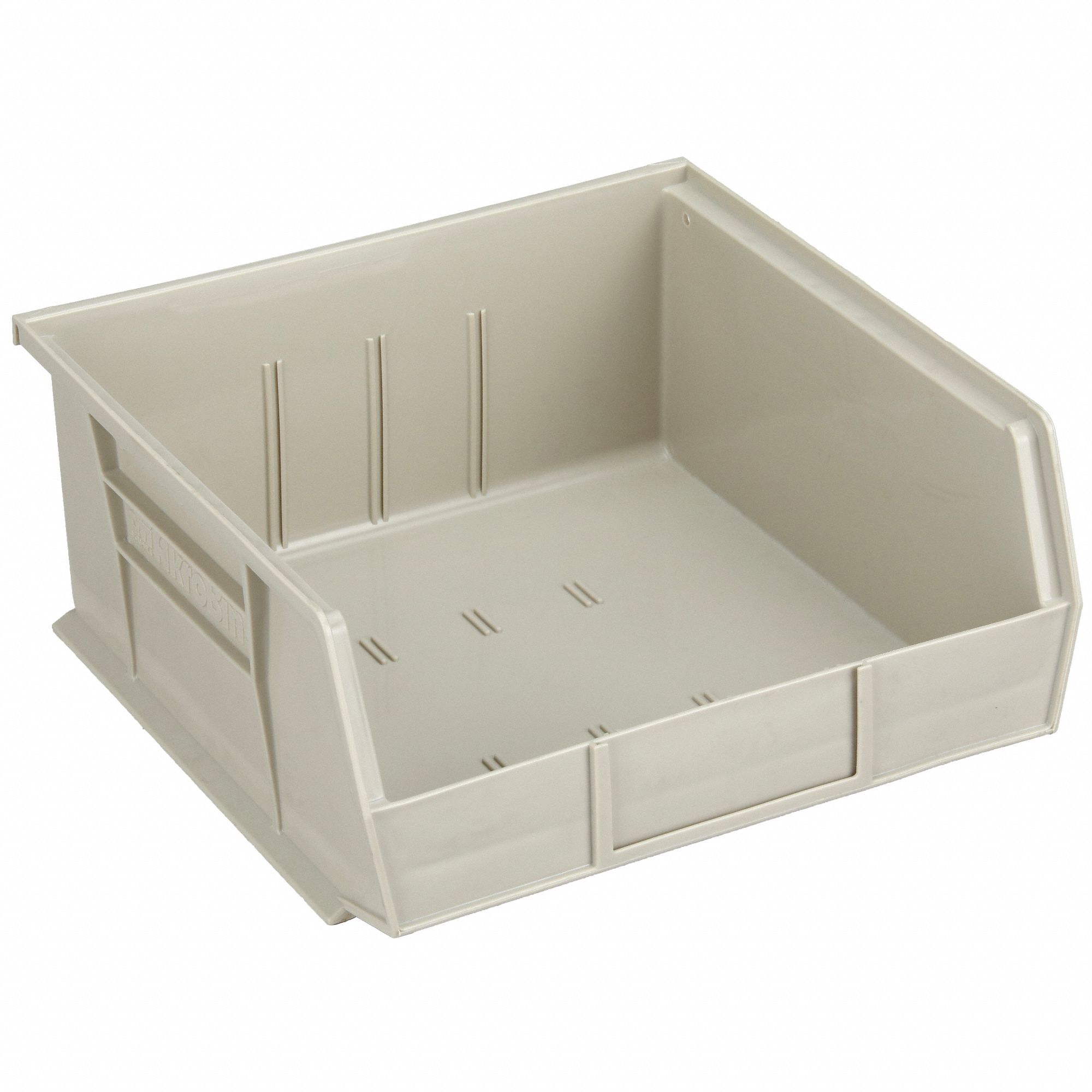 HANG AND STACK BIN, 11 IN X 10⅞ IN X 5 IN, BEIGE, LABEL HOLDERS, 50 LB LOAD CAPACITY