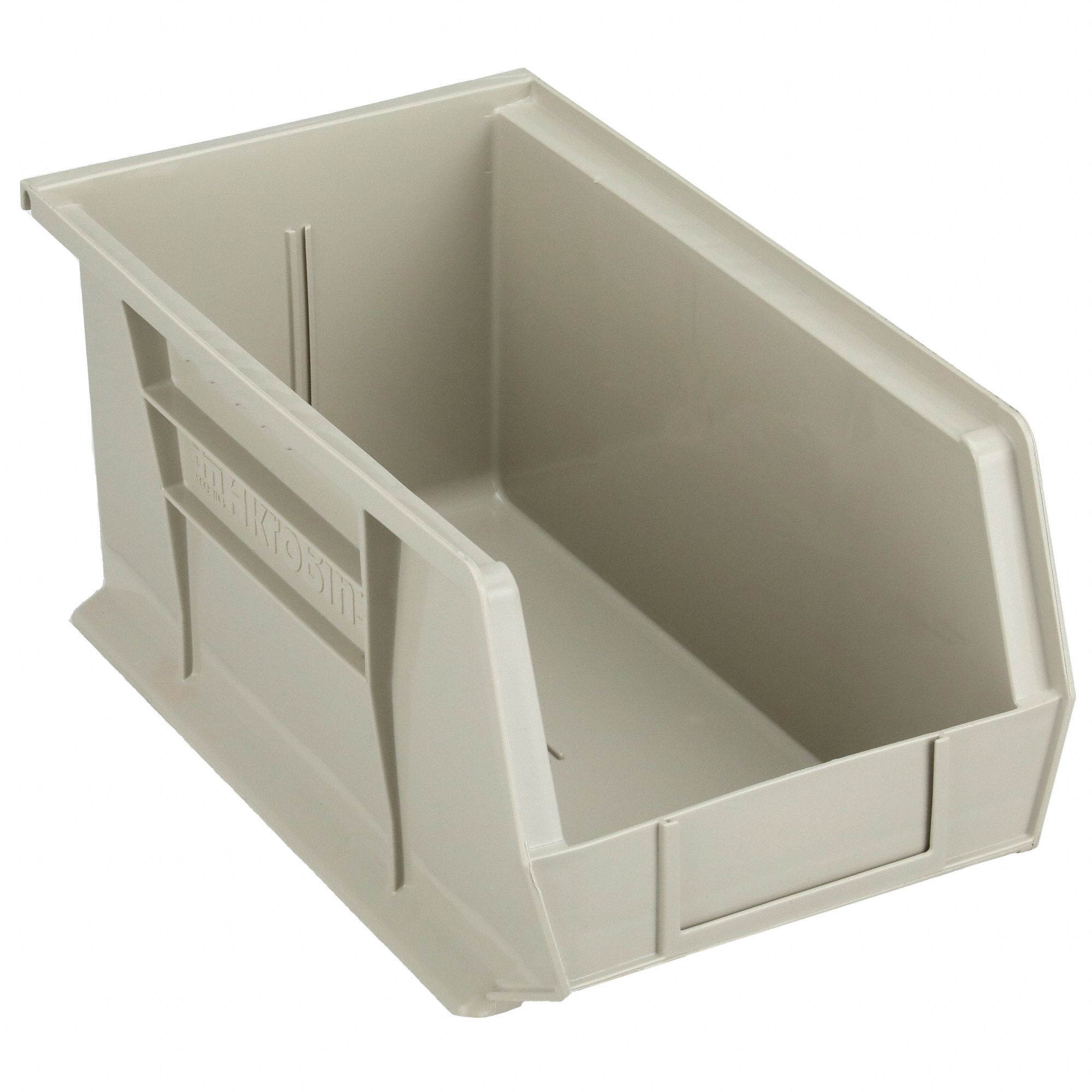HANG AND STACK BIN, 8¼ IN X 14¾ IN X 7 IN, BEIGE, LABEL HOLDERS, 60 LB LOAD CAPACITY