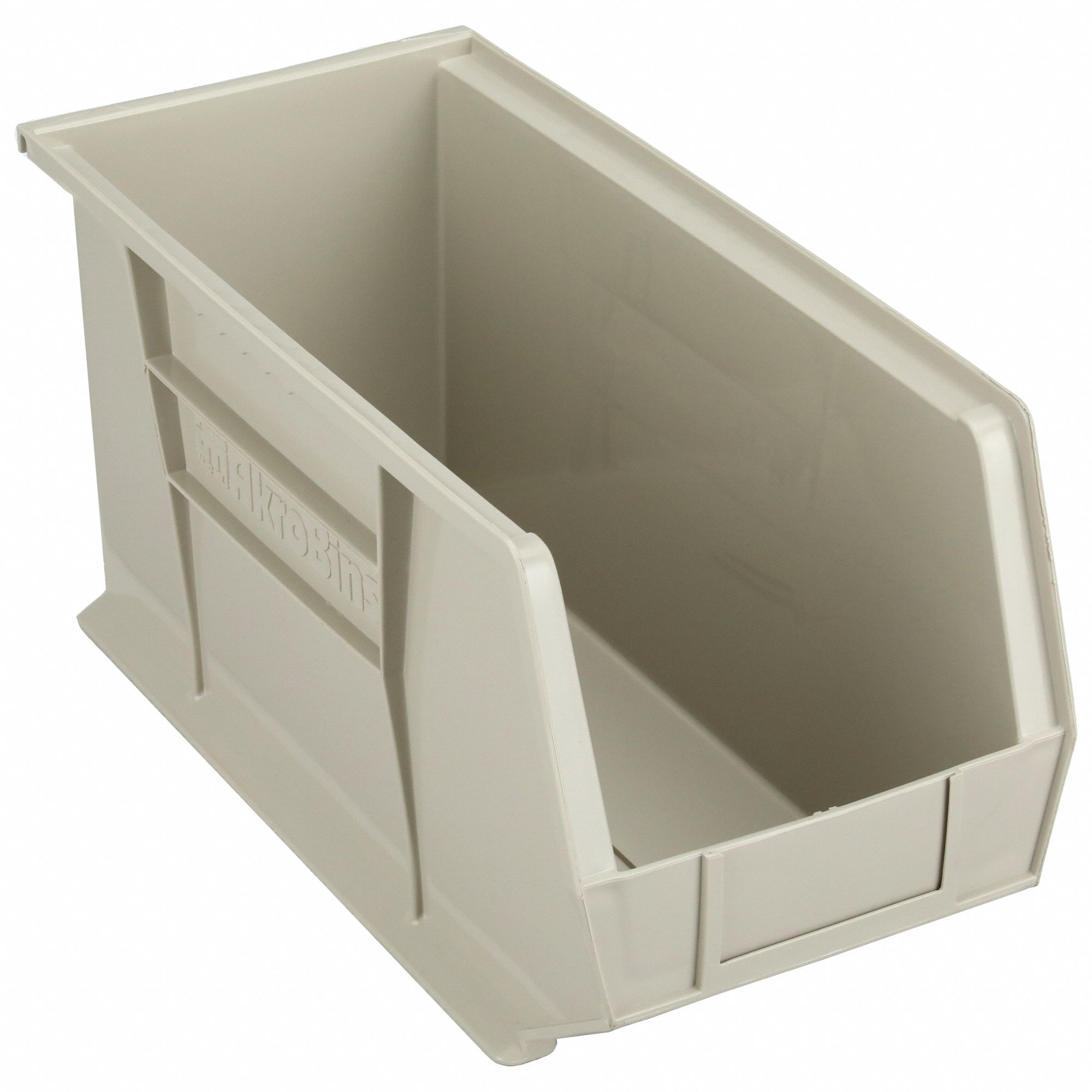 HANG AND STACK BIN, 8¼ IN X 18 IN X 9 IN, BEIGE, LABEL HOLDERS, 60 LB LOAD CAPACITY