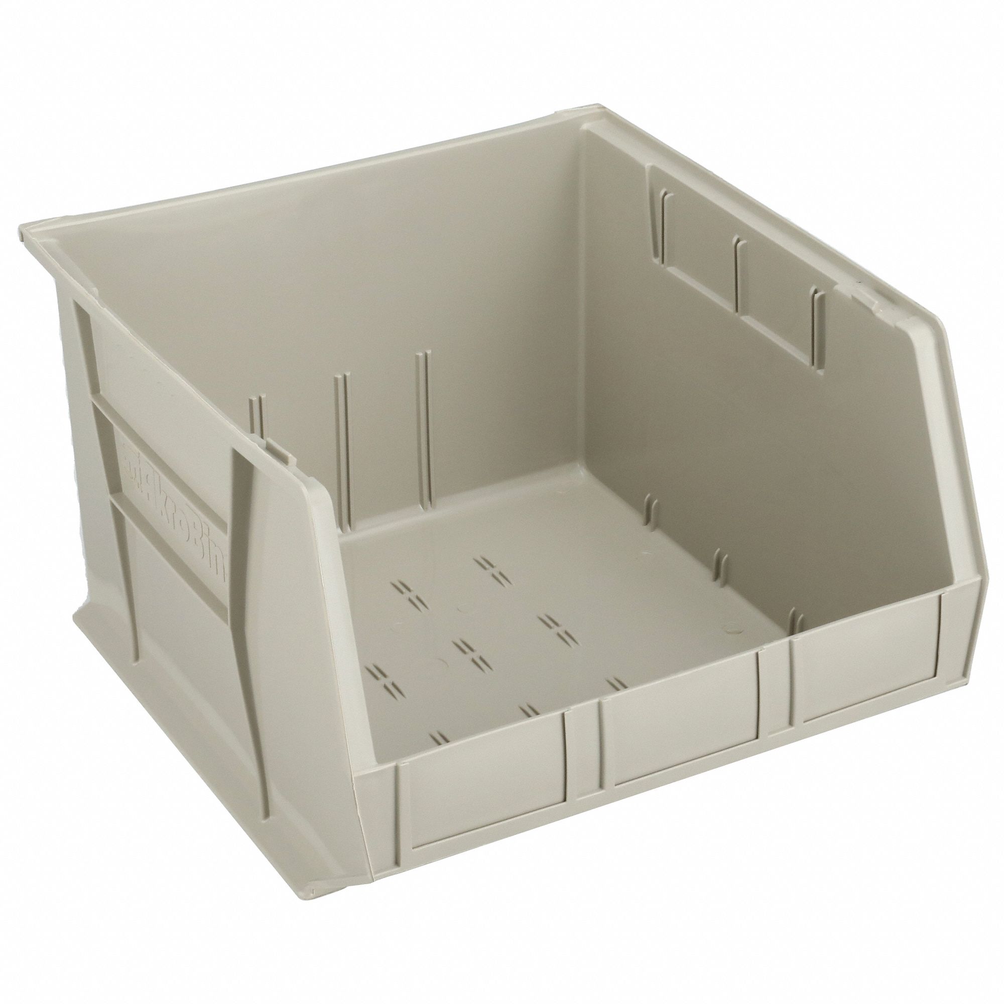HANG AND STACK BIN, 16½ IN X 18 IN X 11 IN, BEIGE, LABEL HOLDERS, 75 LB LOAD CAPACITY
