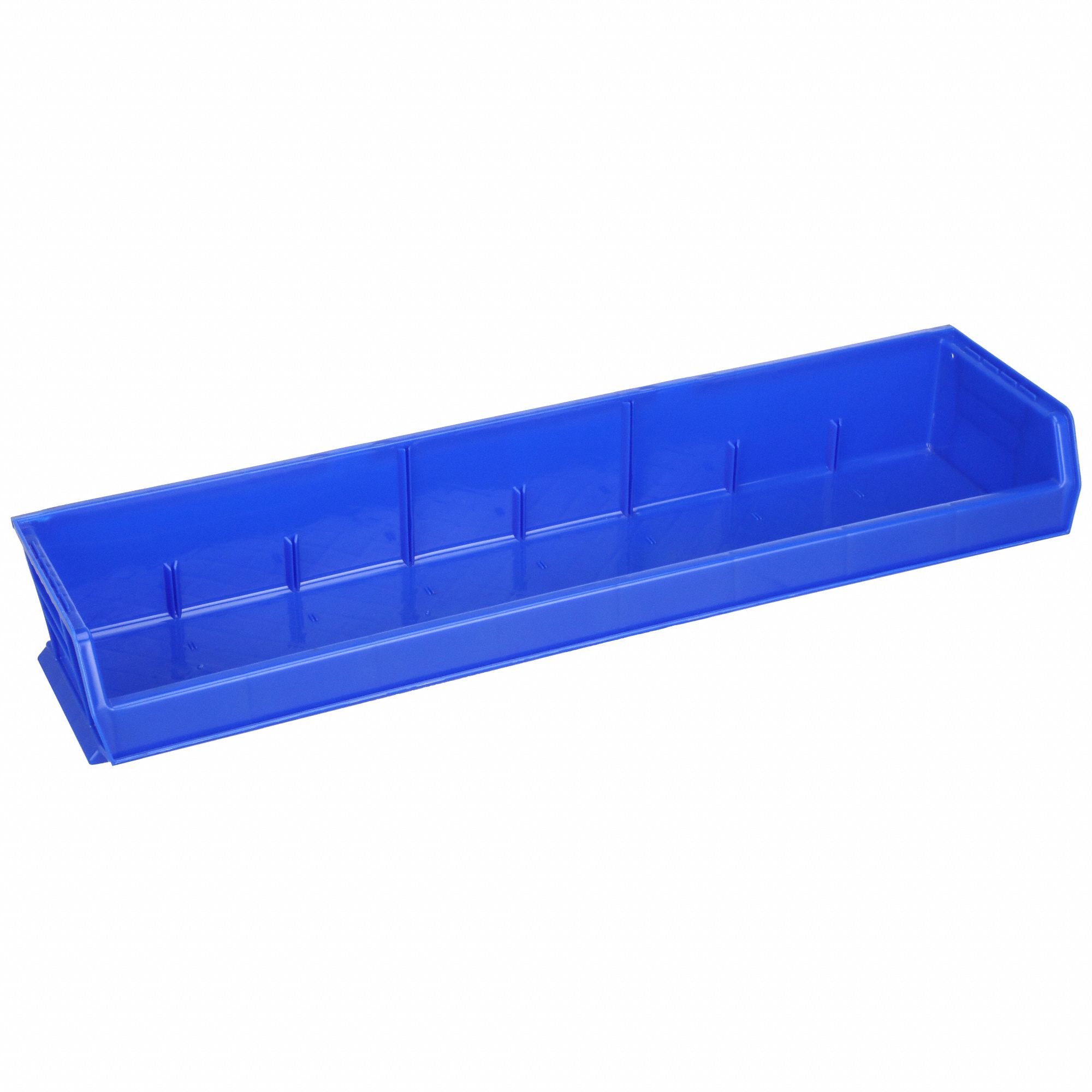 HANG AND STACK BIN, 33 IN X 8⅝ IN X 6 IN, BLUE, LABEL HOLDERS, 80 LB LOAD CAPACITY