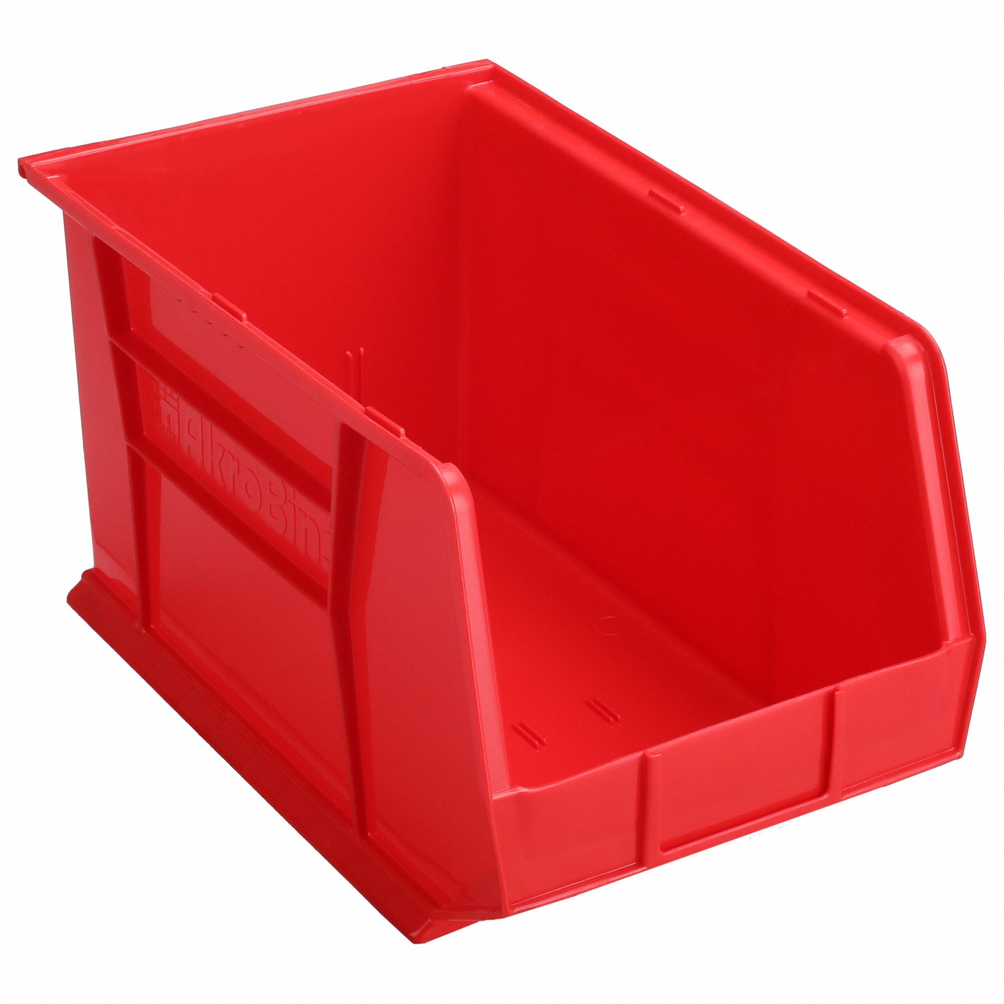 HANG AND STACK BIN, 11 IN X 18 IN X 10 IN, RED, LABEL HOLDERS, 60 LB LOAD CAPACITY