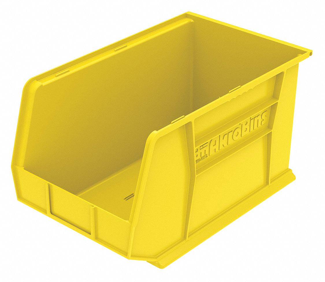 AKROMILS Hang and Stack Bin 11 in x 18 in x 10 in, Yellow, Label