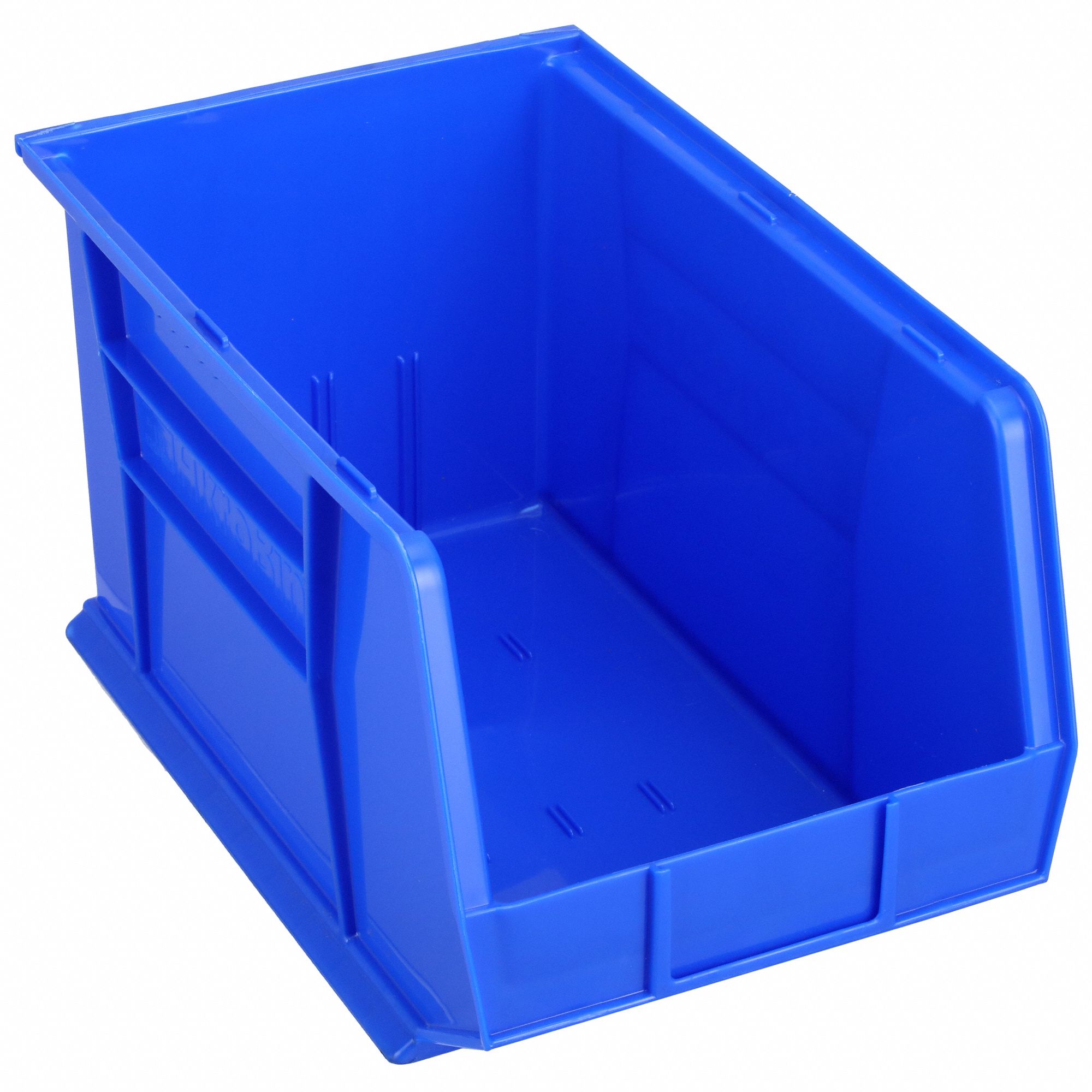 HANG AND STACK BIN, 11 IN X 18 IN X 10 IN, BLUE, LABEL HOLDERS, 60 LB LOAD CAPACITY