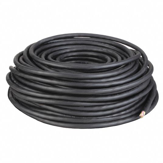 CAROL Portable Cord: 4 Conductors, 10 AWG Wire Size, EPDM Rubber, Black,  250 ft Lg, 300 V Volt