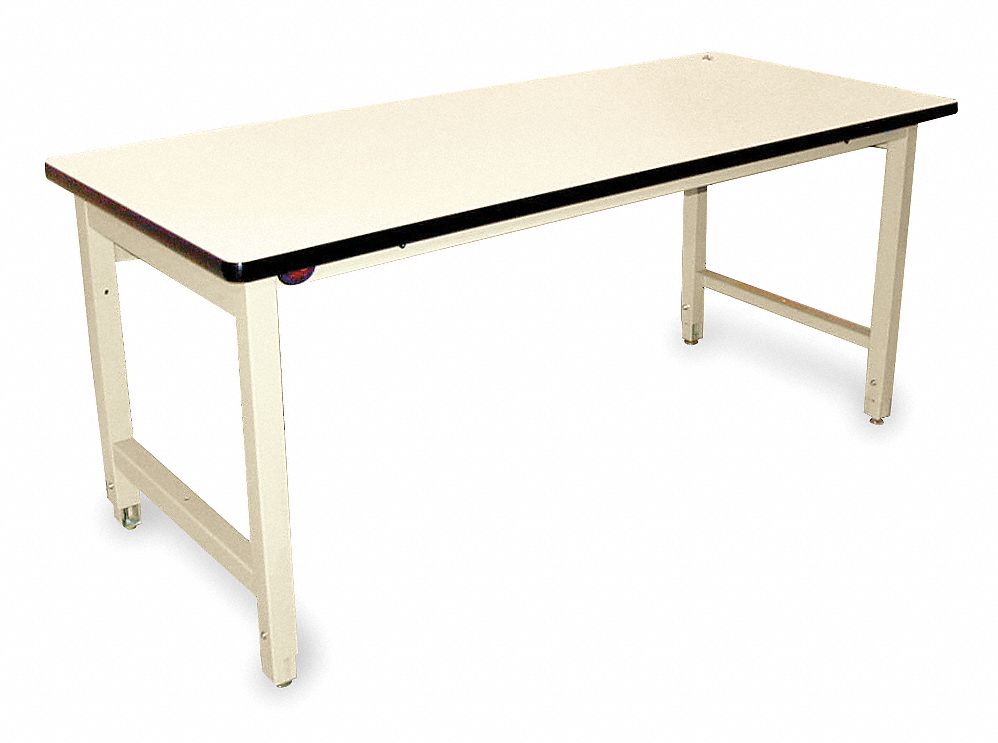 Workbench: Adj Ht, Laminate, 72 in x 36 in, 5, 000 lb Overall Load Capacity, Beige