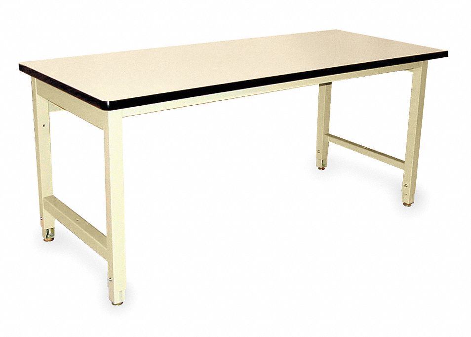 Workbench: Adj Ht, Laminate, 72 in x 30 in, 5, 000 lb Overall Load Capacity, Beige