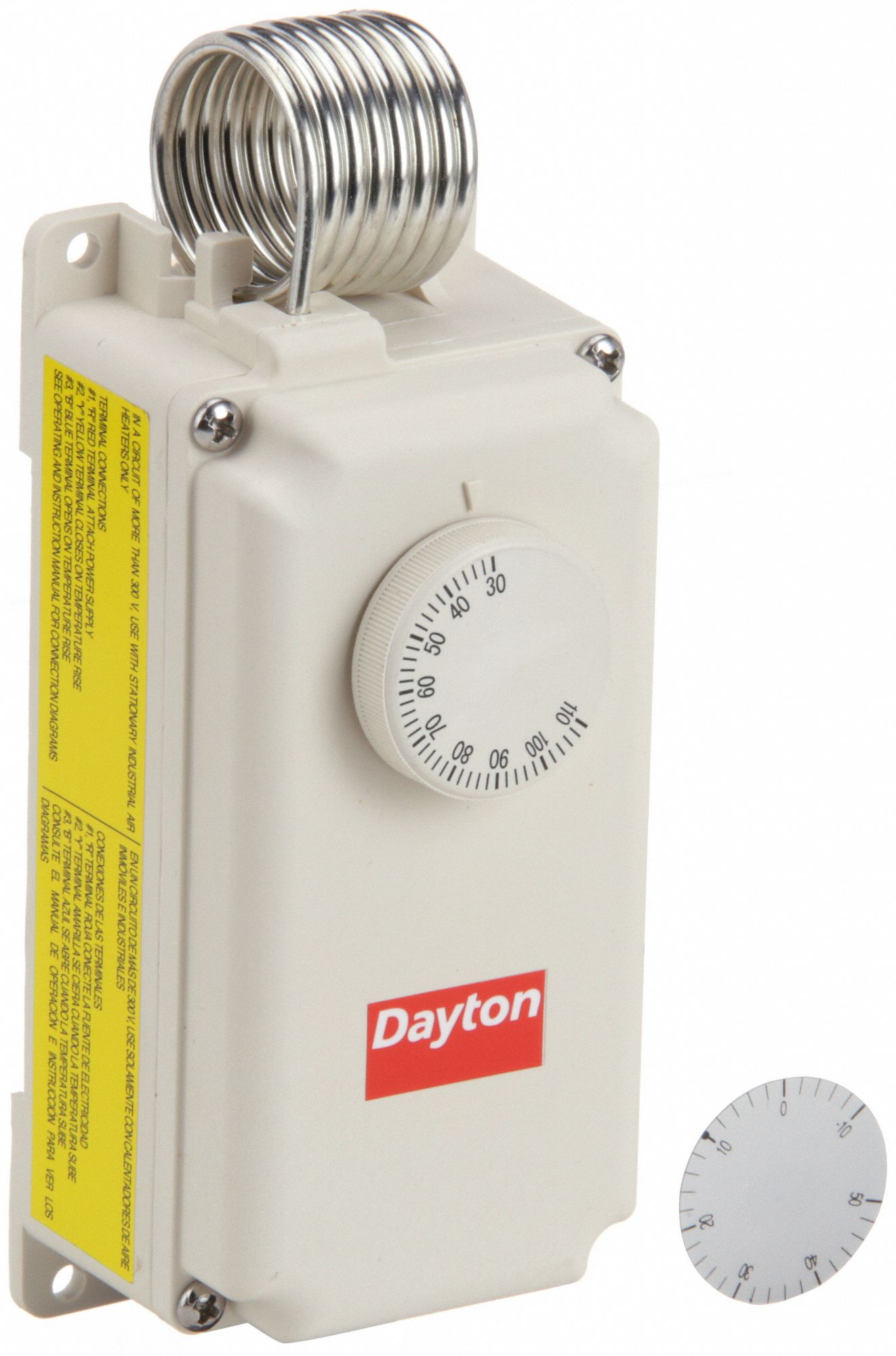 LINE VOLT MECHANICAL THERMOSTAT, HEAT/COOL, PLASTIC, 30 °  TO 110 ° F, 3-1/2 ° F, HYDRAULIC AIR COIL