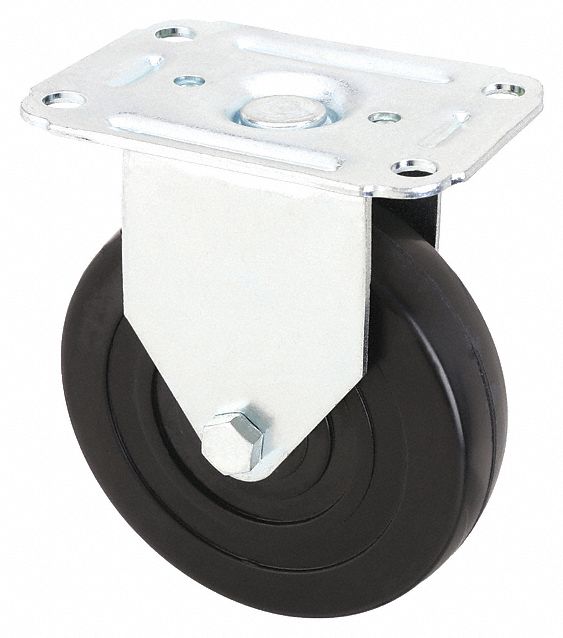 STANDARD PLATE CASTER, 4 IN WHEEL DIA, 115 LB, 4 13/16 IN MOUNTING H, RIGID CASTER