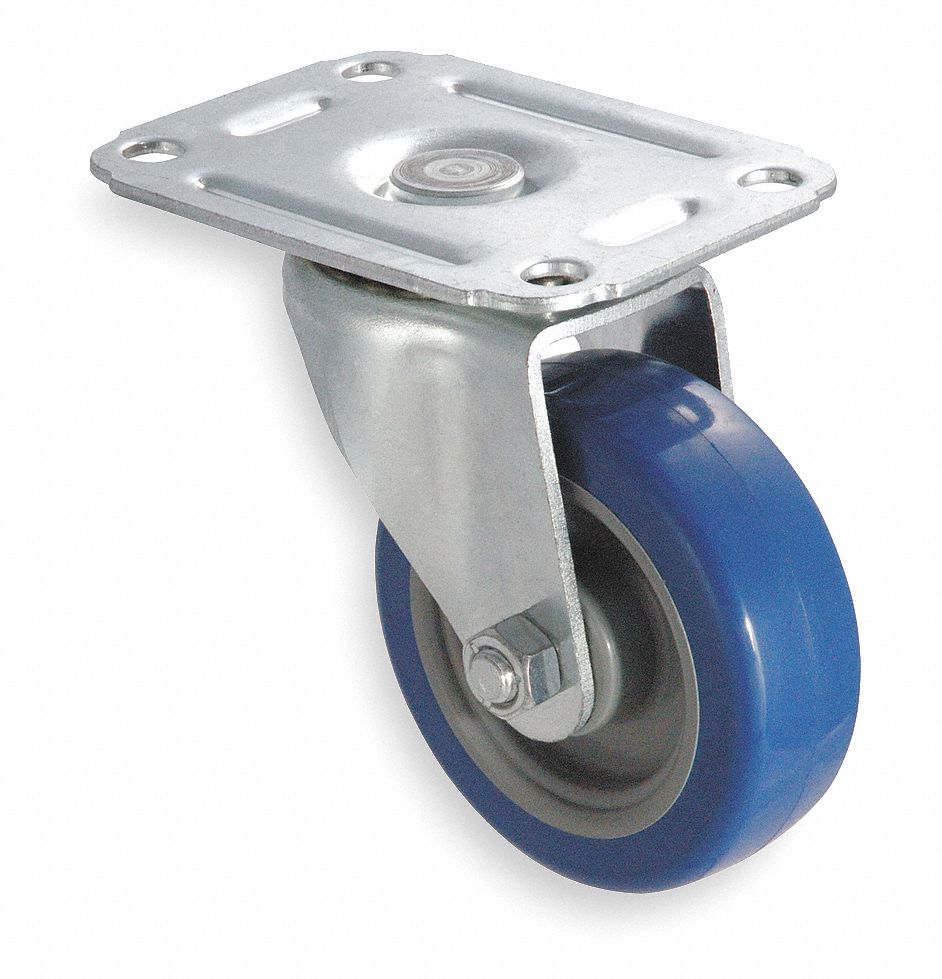 GRAINGER APPROVED Standard Plate Caster, Swivel, Polyurethane, 125 lb