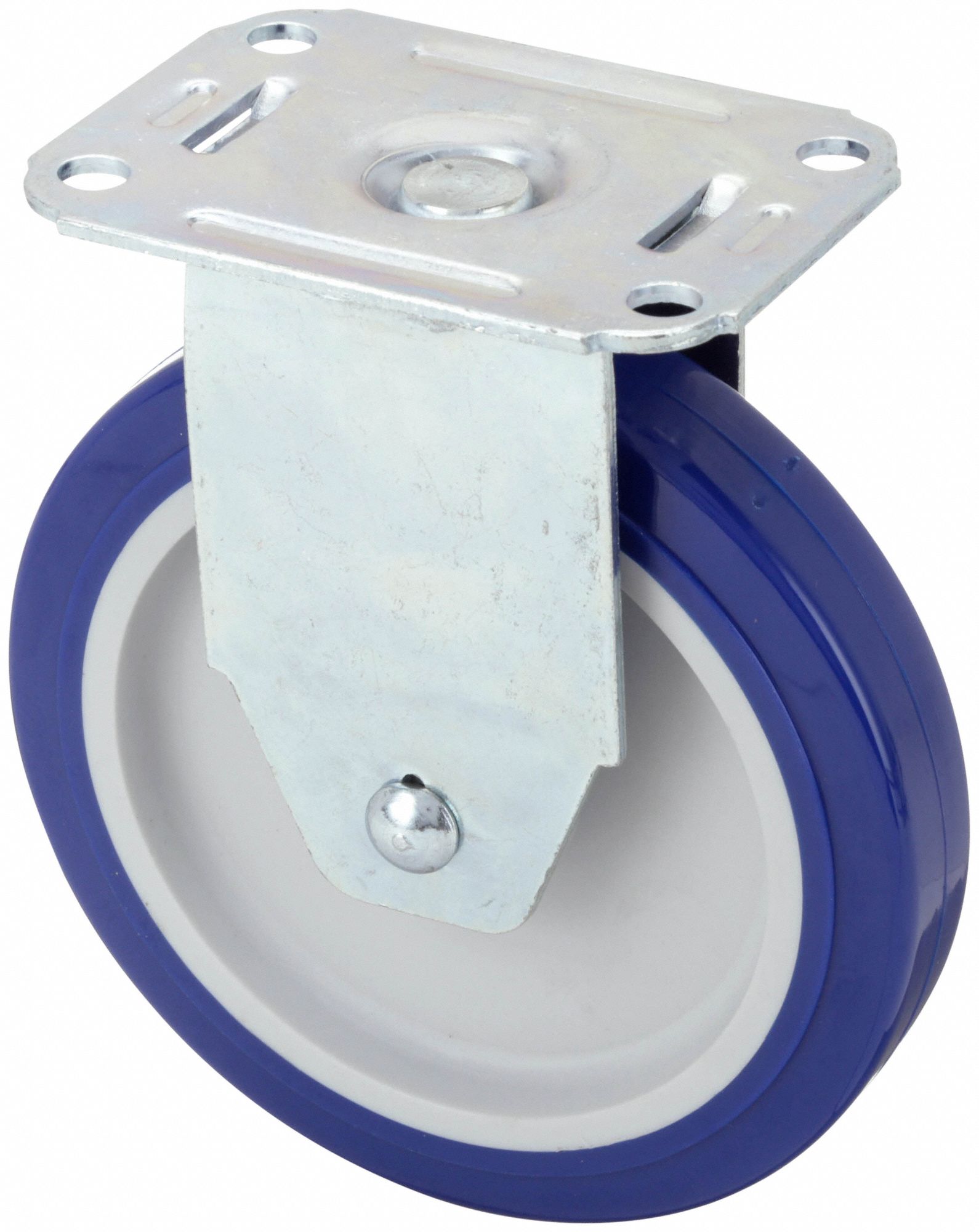 Plate Caster: Rigid, No Brake, Polyurethane, 5 in Wheel Dia, 1 in Wheel Wd, Plain