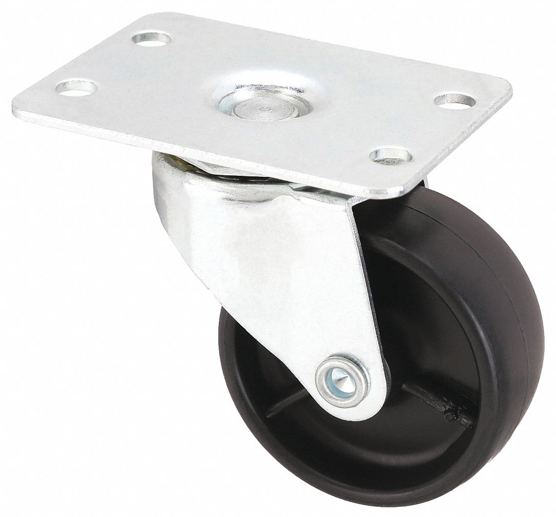 STANDARD PLATE CASTER, 2 IN WHEEL DIAMETER, 100 LB, 2½ IN MOUNTING H, SWIVEL CASTER