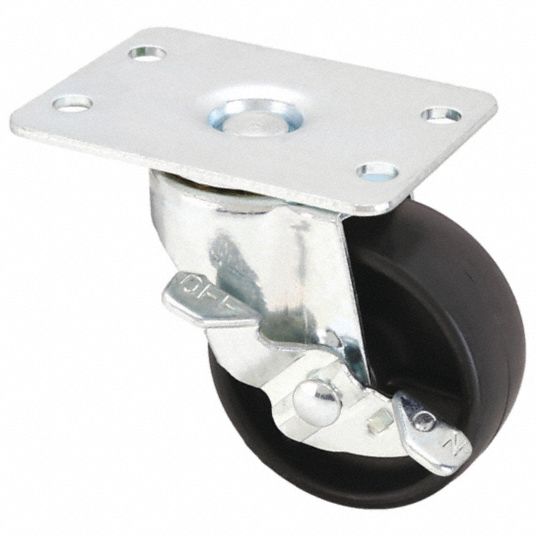 2 in Wheel Dia., 100 lb, Standard Plate Caster - 1UHR2|1UHR2 - Grainger