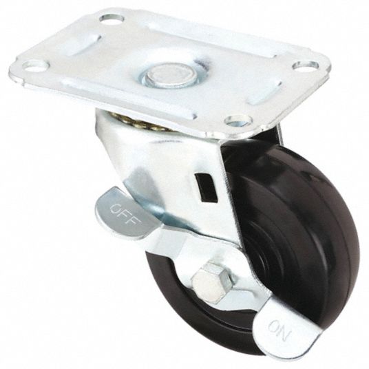 3 in Wheel Dia., 100 lb, Standard Plate Caster - 1UHT8|1UHT8 - Grainger