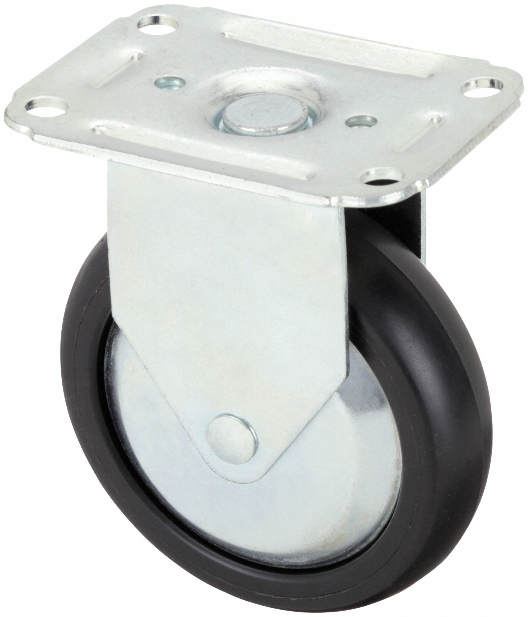 Plate Caster: Corrosion-Resistant, Rigid, Polyolefin, 4 in Wheel Dia, 1 in Wheel Wd