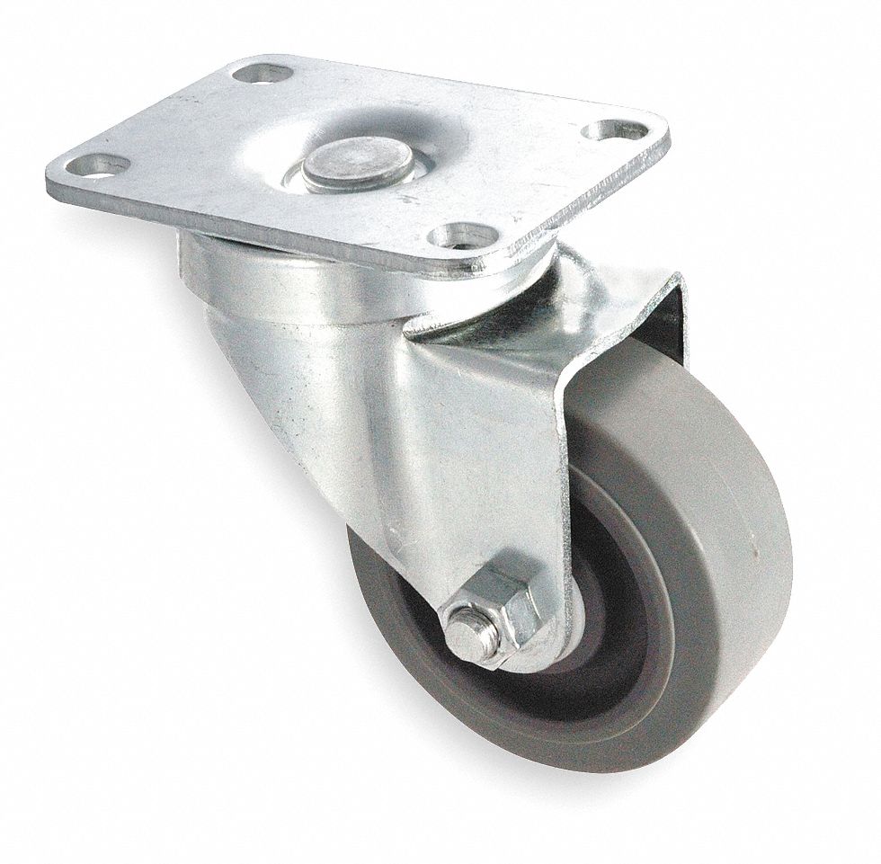 GRAINGER APPROVED Standard Plate Caster 4 in Wheel Dia., 300 lb, 5 1/8 in Mounting Ht, Swivel
