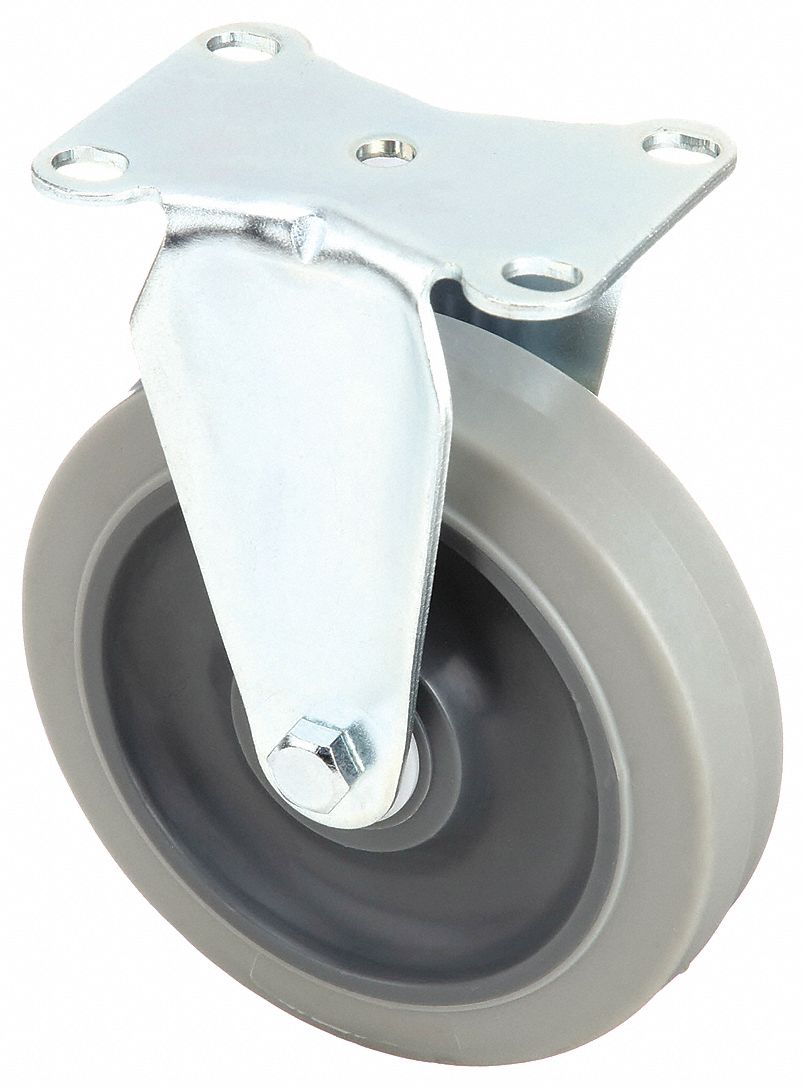 STANDARD PLATE CASTER, 4 IN WHEEL DIA, 300 LB, 5 3/16 IN MOUNTING H, RIGID CASTER