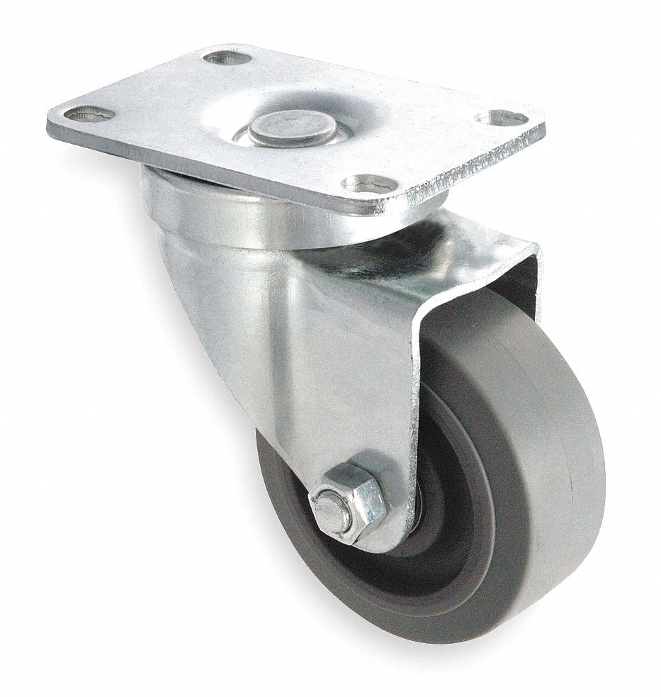 GRAINGER APPROVED Standard Plate Caster, Swivel, Thermoplastic Rubber