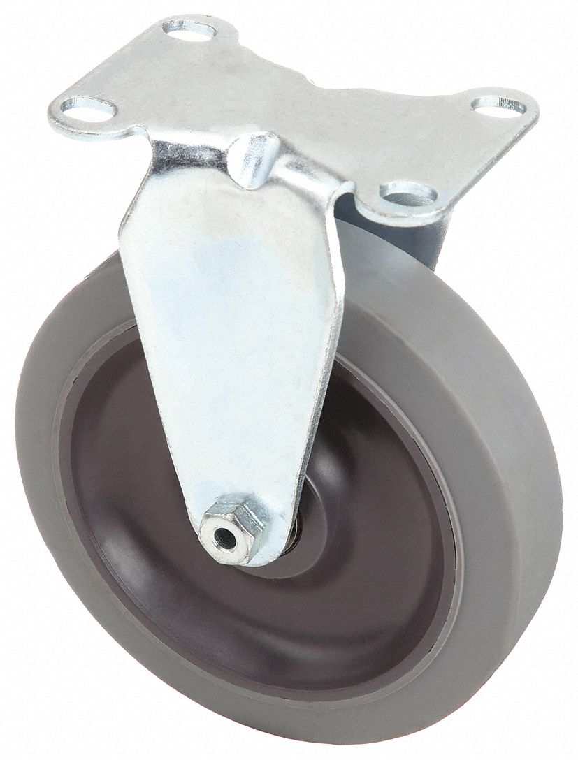 STANDARD PLATE CASTER, 4 IN WHEEL DIA, 250 LB, 5 3/16 IN MOUNTING H, RIGID CASTER