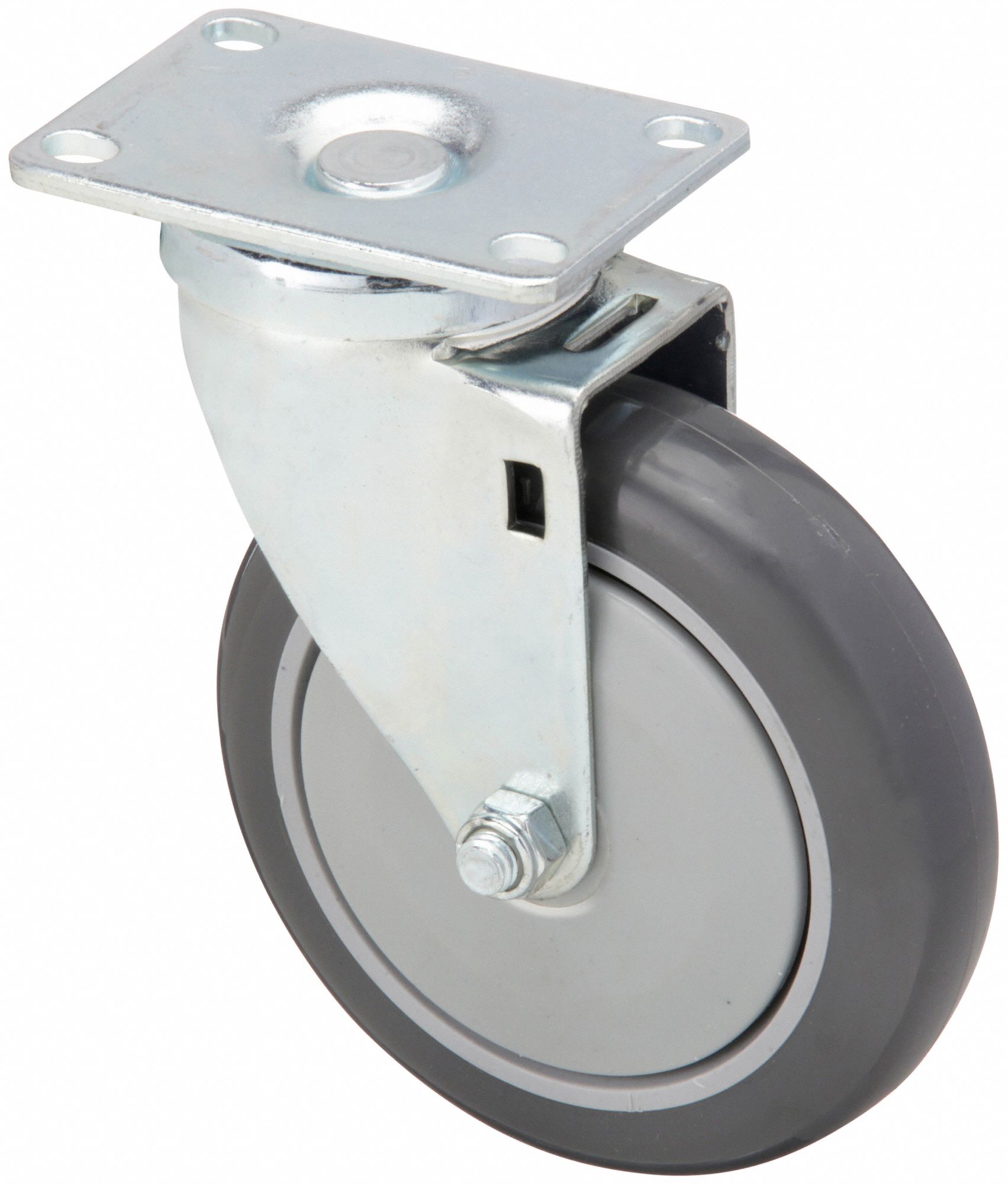 STANDARD PLATE CASTER, 4 IN WHEEL DIA, 350 LB, 5 3/16 IN MOUNTING H, SWIVEL CASTER