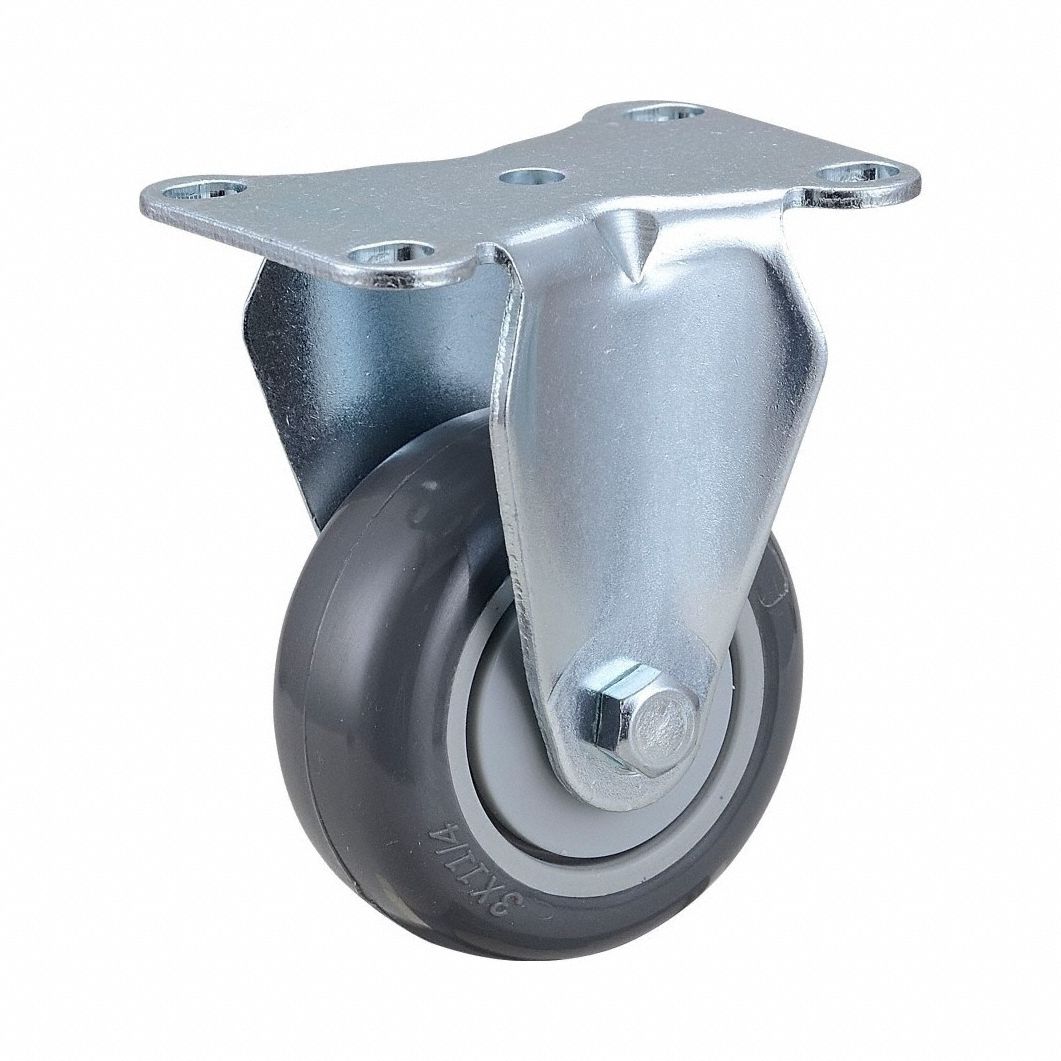 Plate Caster, Rigid, Polyurethane, 4 1/4"H
