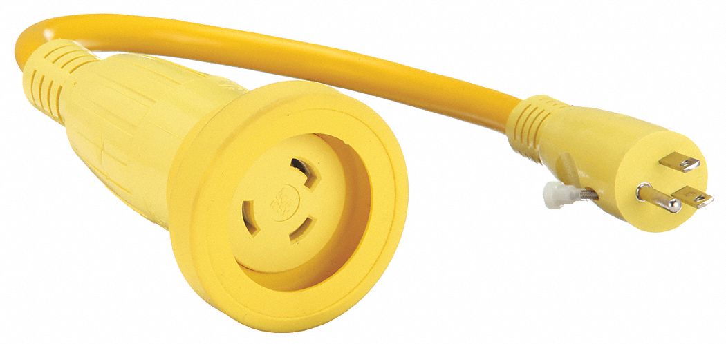Locking Cord Adapter: NEMA 5-15P, NEMA L5-30R, 10 AWG Wire Size