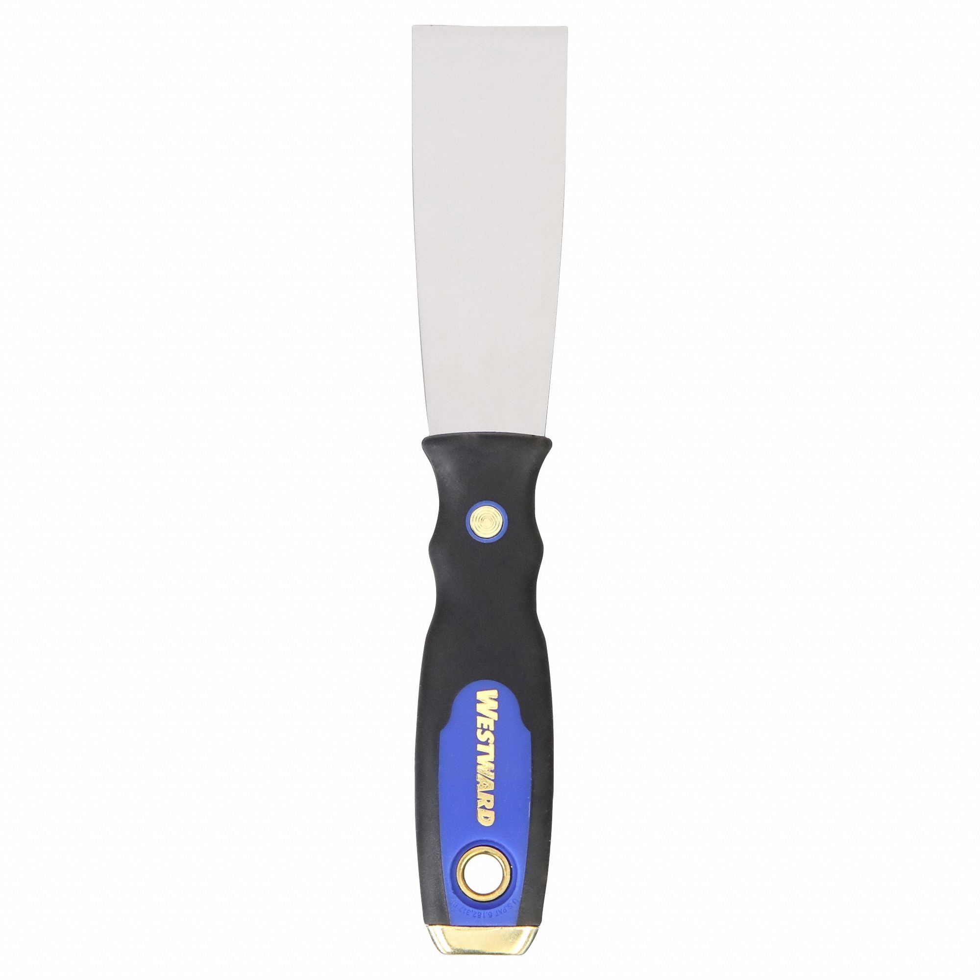 PUTTY KNIFE, CARBON STEEL BLADE, PLASTIC HANDLE/RUBBER/STEEL, STIFF, 9 IN OVERALL L