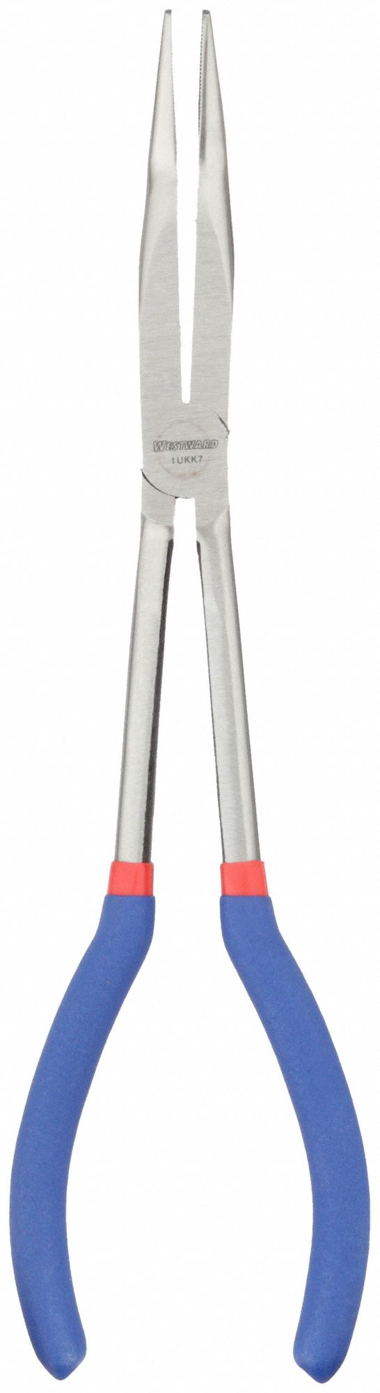 BENT LONG NOSE PLIER, 2⅞ IN MAX JAW OPENING, 10⅞ IN OVERALL L, 3 IN JAW L, 3/16 IN TIP W