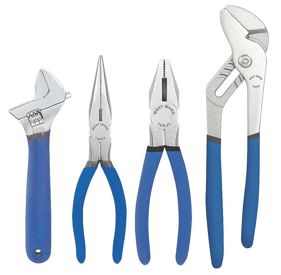 1UKP4 - Plier and Wrench Set Dipped 4 Pcs.
