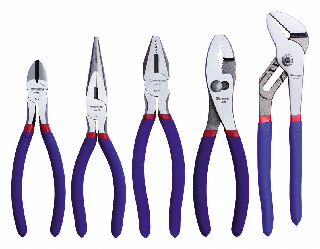 5 Pliers, Std Cushion Grip, Plier Set - 1UKP5