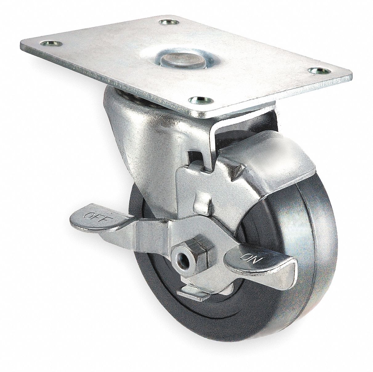 GRAINGER APPROVED Standard Plate Caster 3 in Wheel Dia., 125 lb, 3 3/4