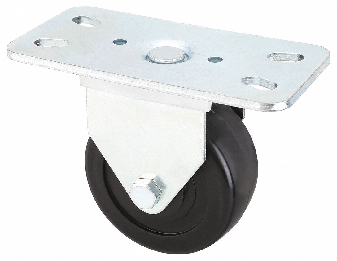 STANDARD PLATE CASTER, 3 IN WHEEL DIAMETER, 125 LB, 3¾ IN MOUNTING H, RIGID CASTER