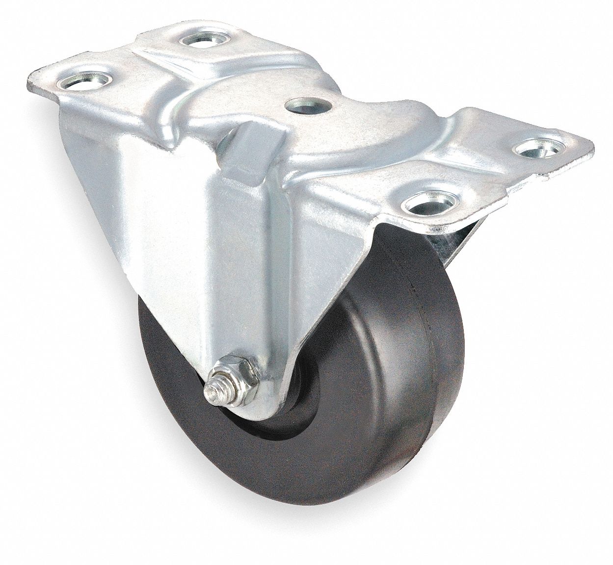GRAINGER APPROVED Standard Plate Caster, Rigid, Rubber, 200 lb, 4 in