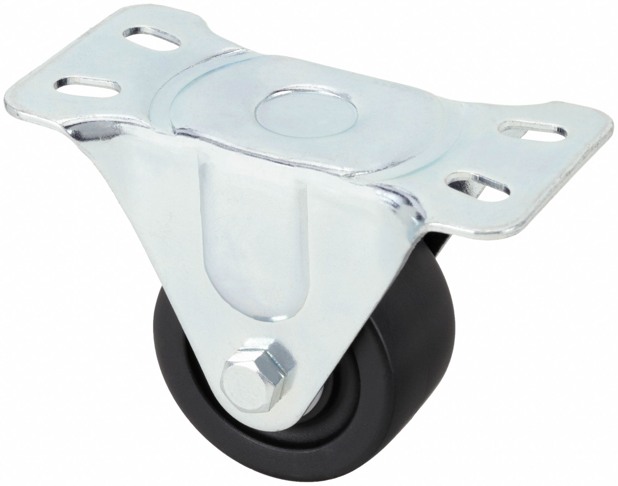Plate Caster, Rigid, Polyolefin, 3 7/16"H