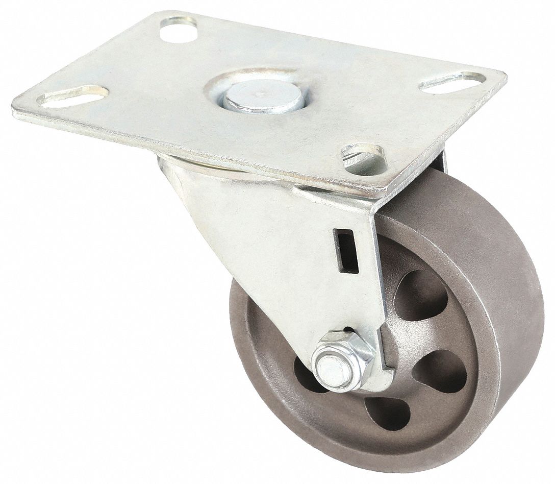 STANDARD PLATE CASTER, 3 IN WHEEL DIAMETER, 250 LB, 3¾ IN MOUNTING H, SWIVEL CASTER