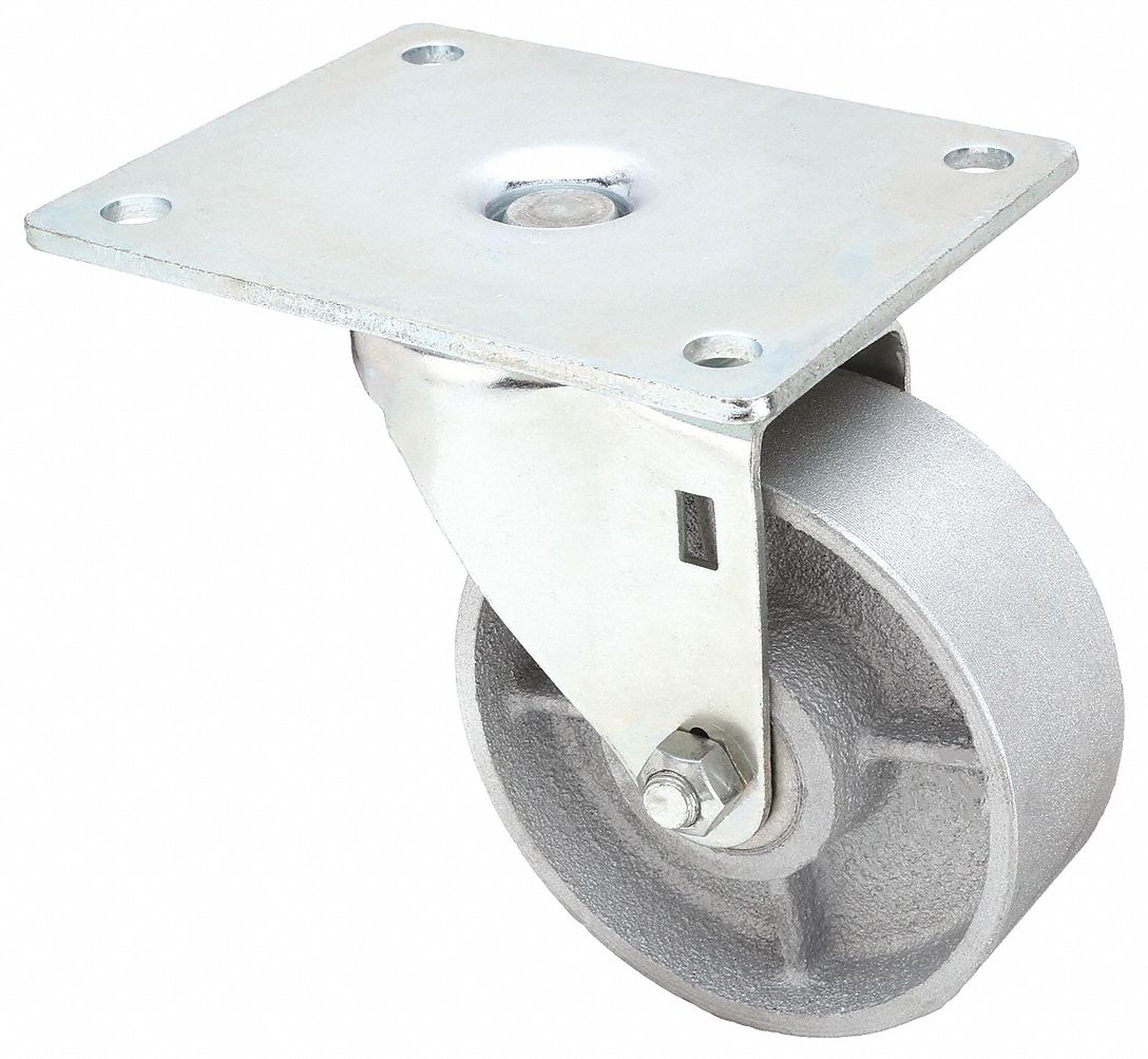 STANDARD PLATE CASTER, 4 IN WHEEL DIAMETER, 450 LB, 5⅛ IN MOUNTING H, SWIVEL CASTER
