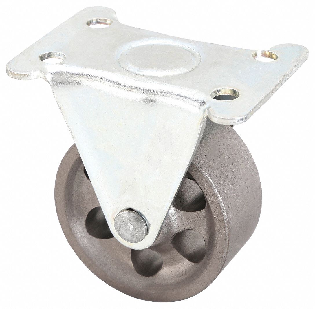STANDARD PLATE CASTER, 2 IN WHEEL DIA, 125 LB, 2 11/16 IN MOUNTING H, RIGID CASTER