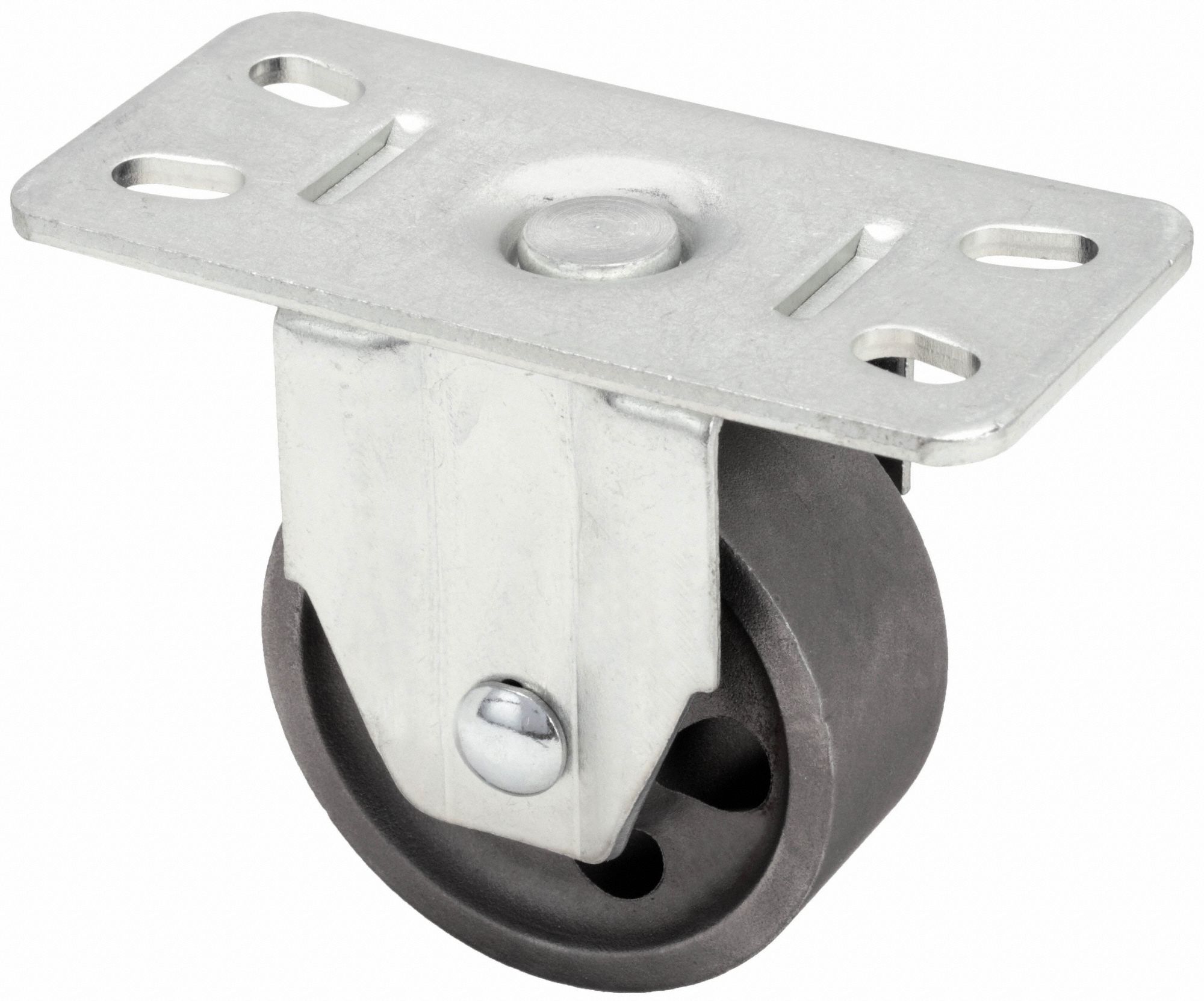 STANDARD PLATE CASTER, 3 IN WHEEL DIAMETER, 250 LB, 3¾ IN MOUNTING H, RIGID CASTER
