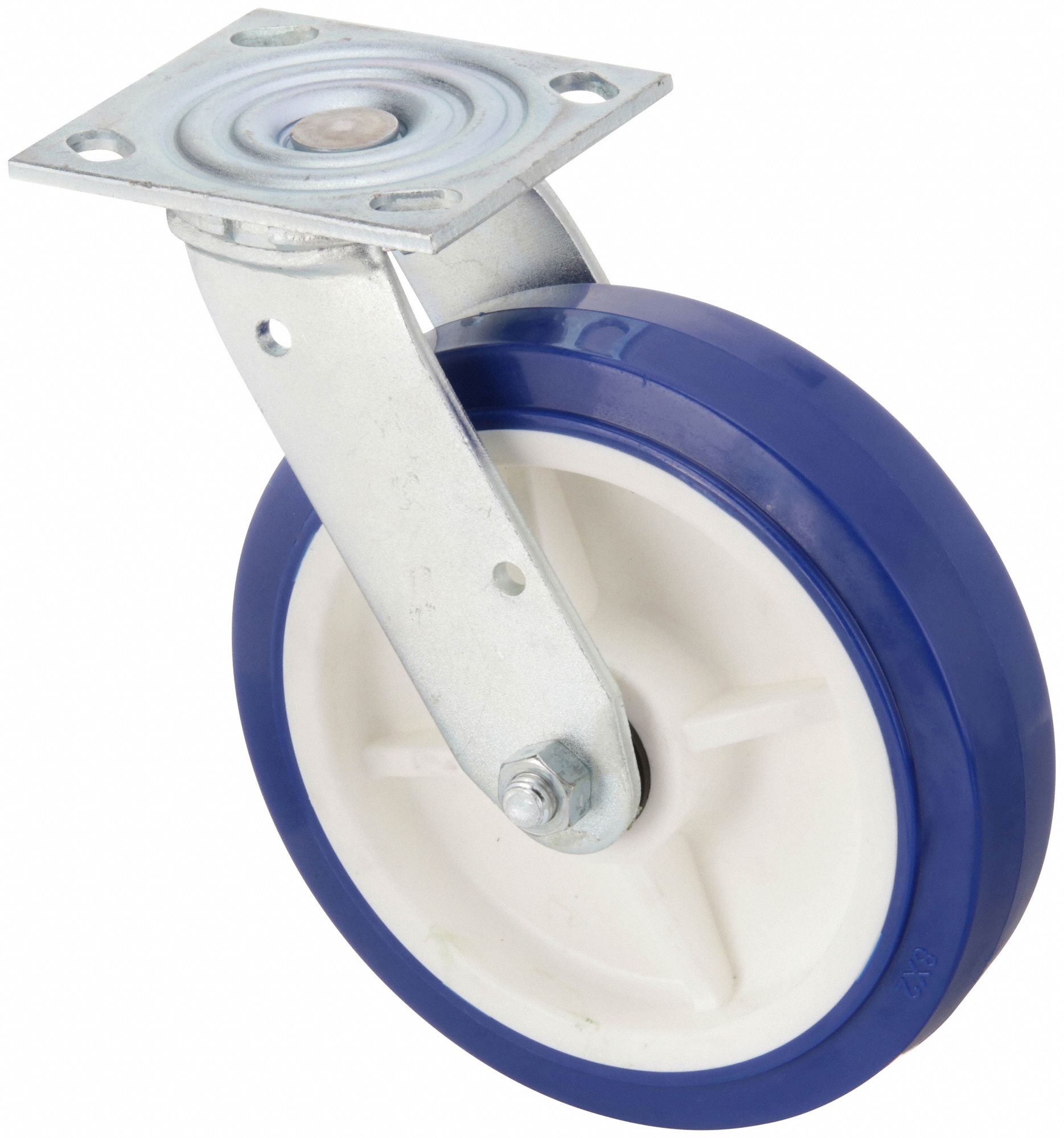 NSF-LISTED SANITARY PLATE CASTER, 8 IN WHEEL DIAMETER, 900 LB, 9½ IN MOUNTING H