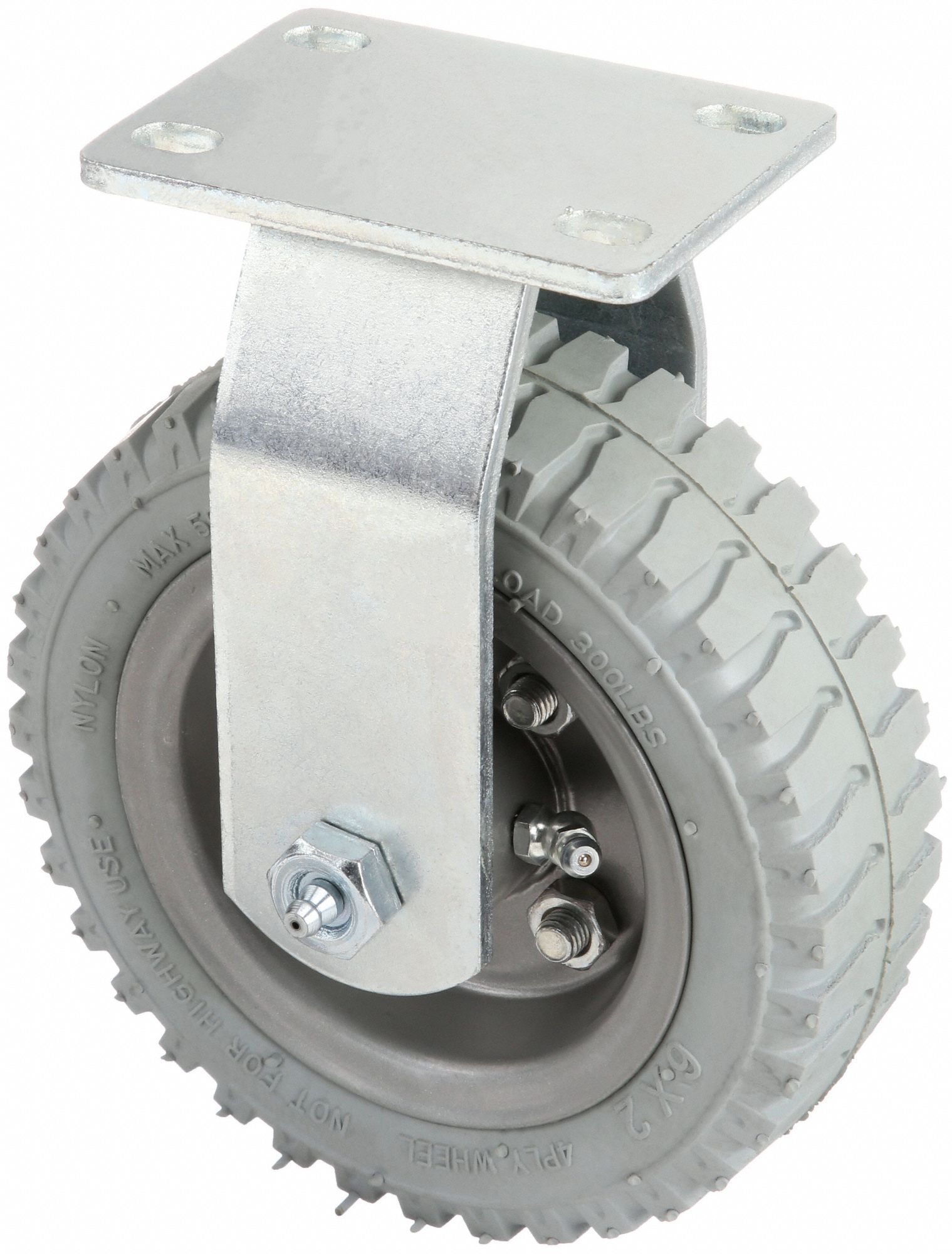 Grainger Approved Pneumatic Plate Caster Rigid 200 Lb 6 18 In Wheel