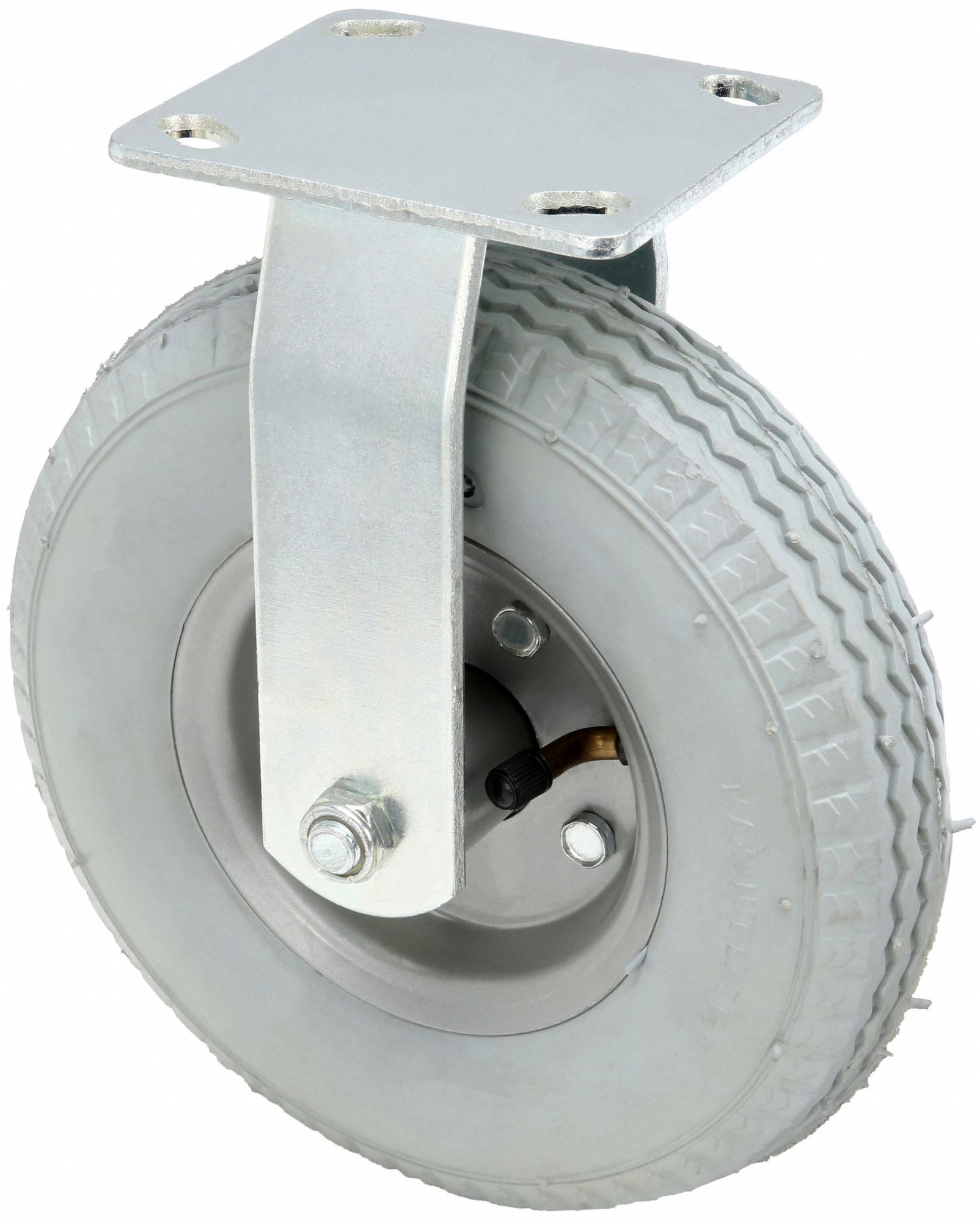 GRAINGER APPROVED Plate Caster with Pneumatic Wheels, Rigid, 300 lb, 9