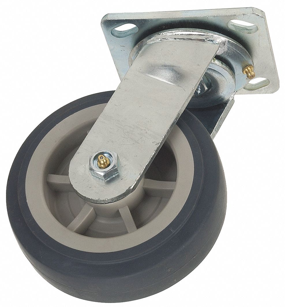 GRAINGER APPROVED Standard Plate Caster, Swivel, Thermoplastic Rubber